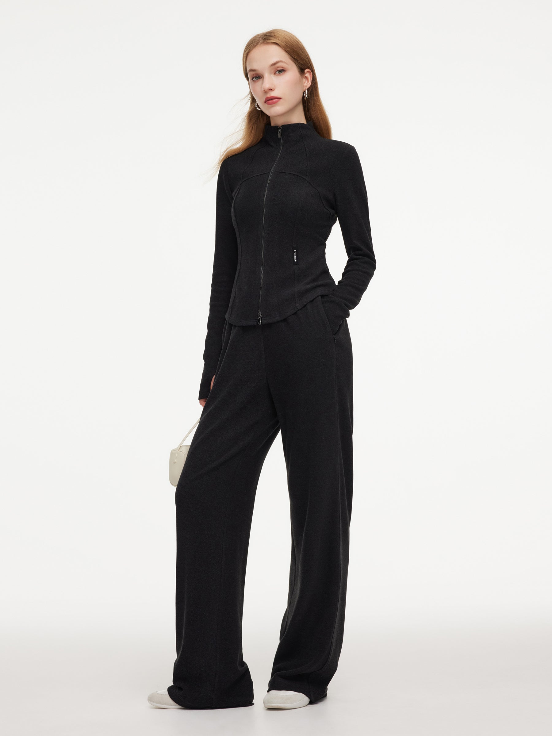 [Preview] Double-Brushed Stretch Zip Jacket And Pants Two-Piece Set GOELIA