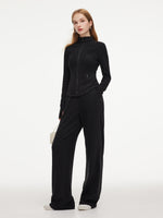 [Preview] Double-Brushed Stretch Zip Jacket And Pants Two-Piece Set GOELIA