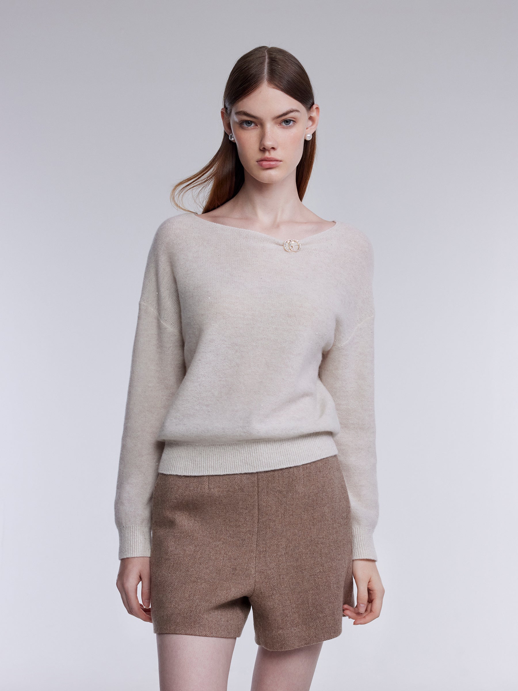 [Preview] 100% Wool Shimmer Women Sweater With GO Letter Clip GOELIA