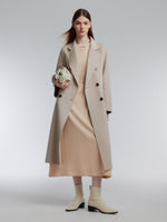 [Preview] Lyocell Wool Blend A-Line Women Belted Maxi Dress GOELIA