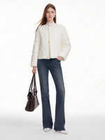 [Preview] Frog-Button Goose Down Cropped Jacket With Faux Fur Collar GOELIA