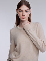 [Preview] 100% Cashmere Embroidered Crew Neck Women Sweater GOELIA