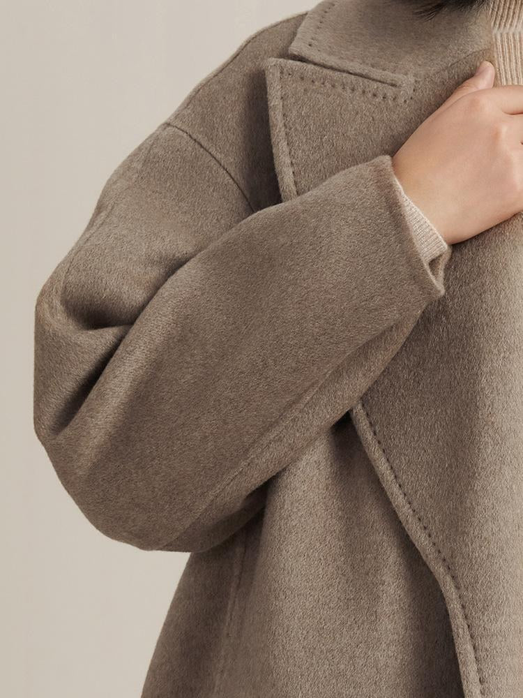 100 % Cashmere Lapel Collar Women Coat GOELIA