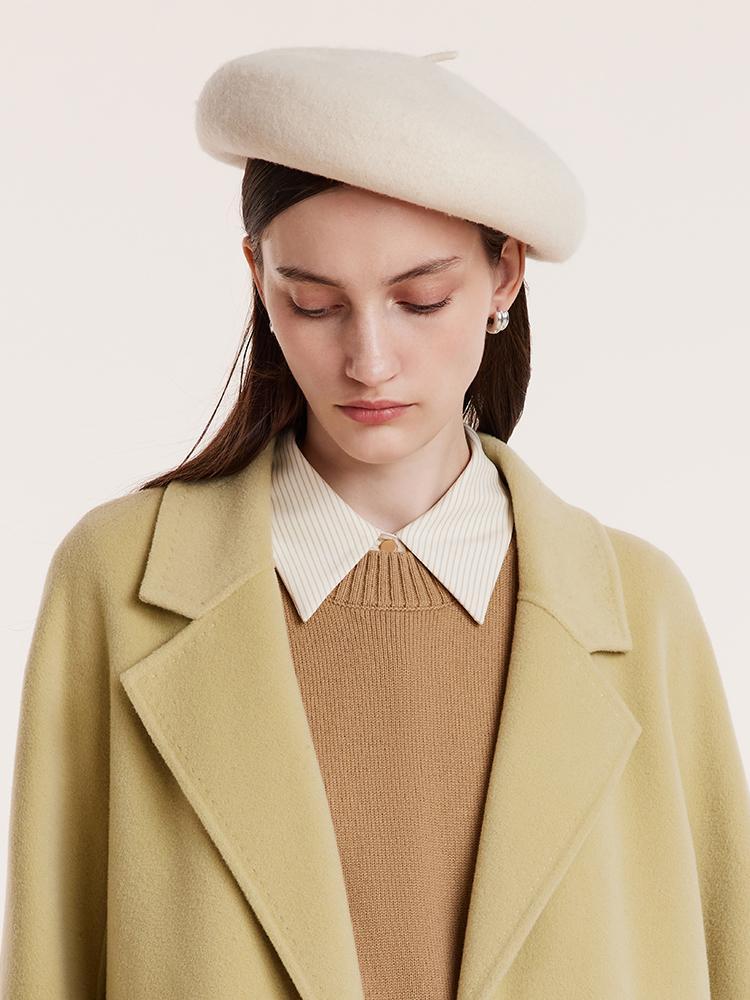 Pure Wool Mid-Length Notched Lapel Double-Faced Coat GOELIA
