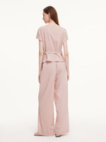 Tencel Linen Blend Side Tie Top And Pants Two-Piece Set GOELIA