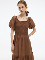 Tencel Blend Women Smocked Maxi Dress GOELIA