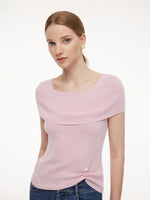 Lyocell Blend Off Shoulder Women Knit Top With Detachable Magnetic Flower GOELIA