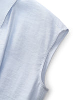 Tencel Acetate Linen Blend Cap Sleeve Women Midi Shirt Dress GOELIA