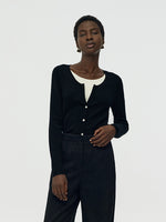 Wool Patchwork Women Long Sleeve Knit Top GOELIA