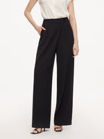 Four-Way Stretch Straight Leg Women Asymmetric Wrap Pants GOELIA