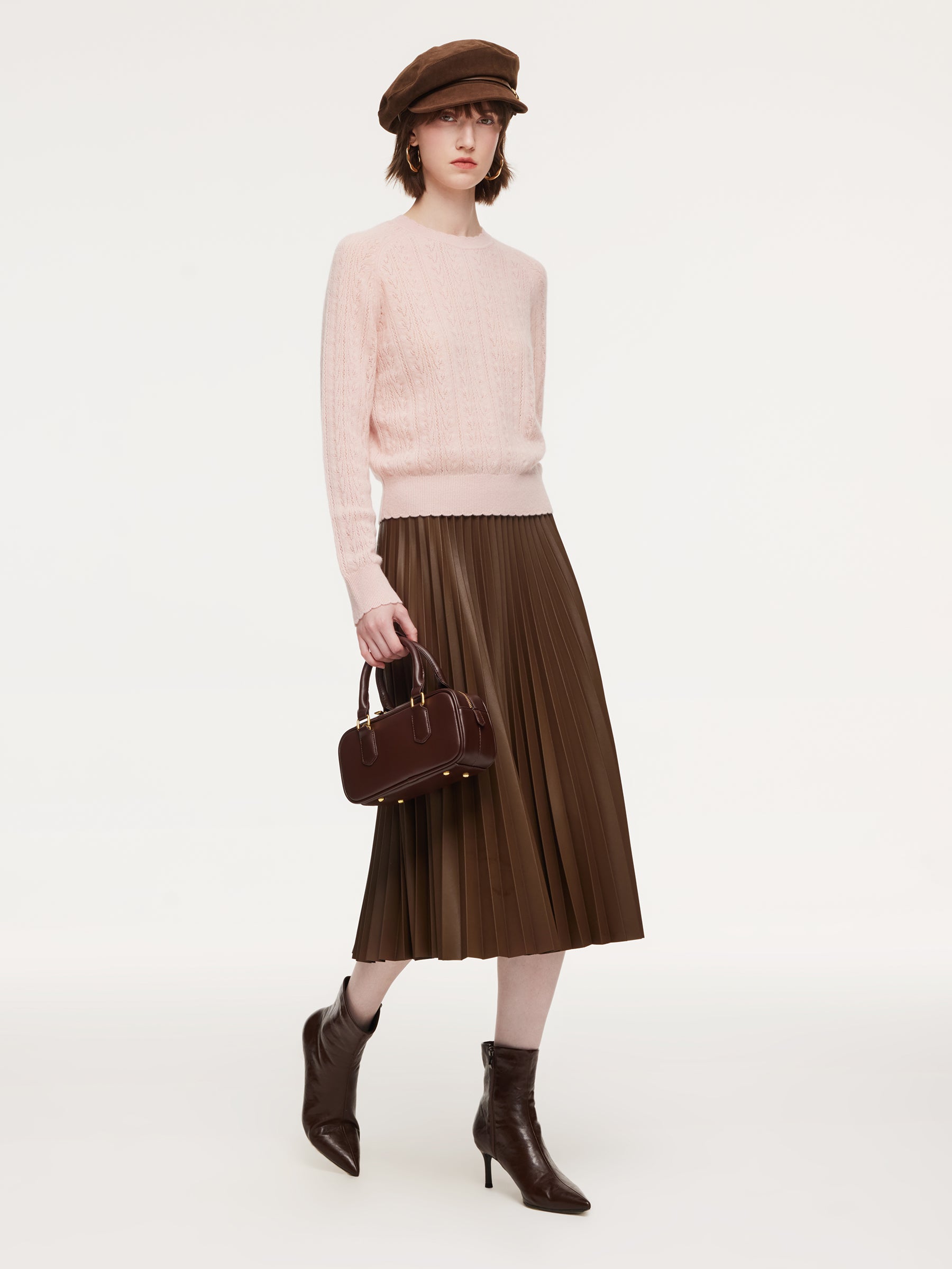 100% Cashmere Textured Women Sweater GOELIA