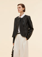 PU Leather H-Line Women Crop Jacket GOELIA