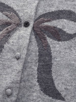 [Preview] Wool Blend Bow Cardigan And Sequins Mesh Skirt Two-Piece Set GOELIA