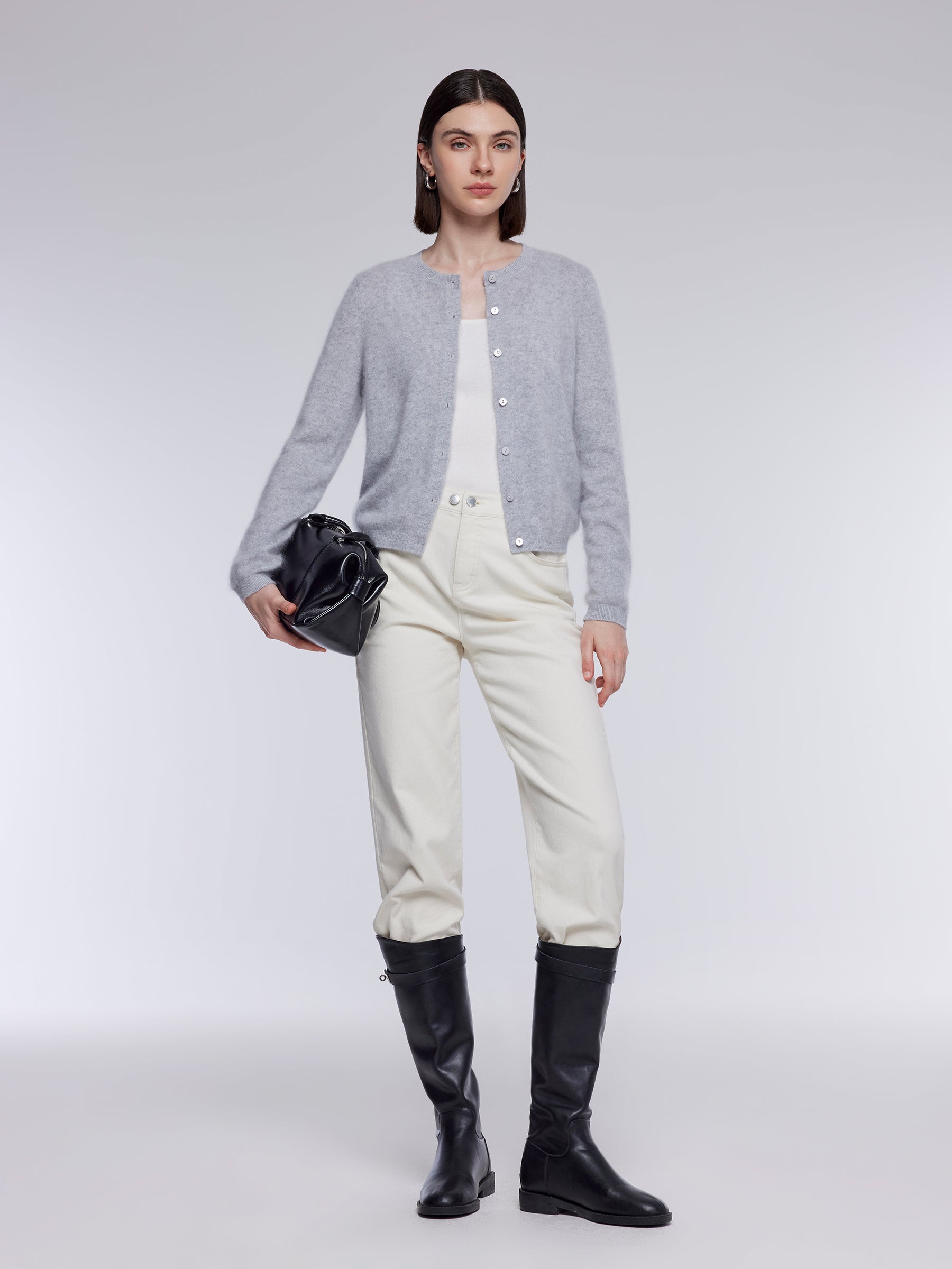 [Preview] 100% Brushed Cashmere Women Cardigan GOELIA