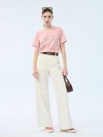 [Preview] Cotton Beaded Letter Women T-Shirt GOELIA