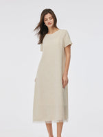 Tweed Sequins Fringed Edge Women Maxi Dress With Slip Dress GOELIA