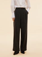 100% Washable Wool Straight Wide Leg Women Pants GOELIA
