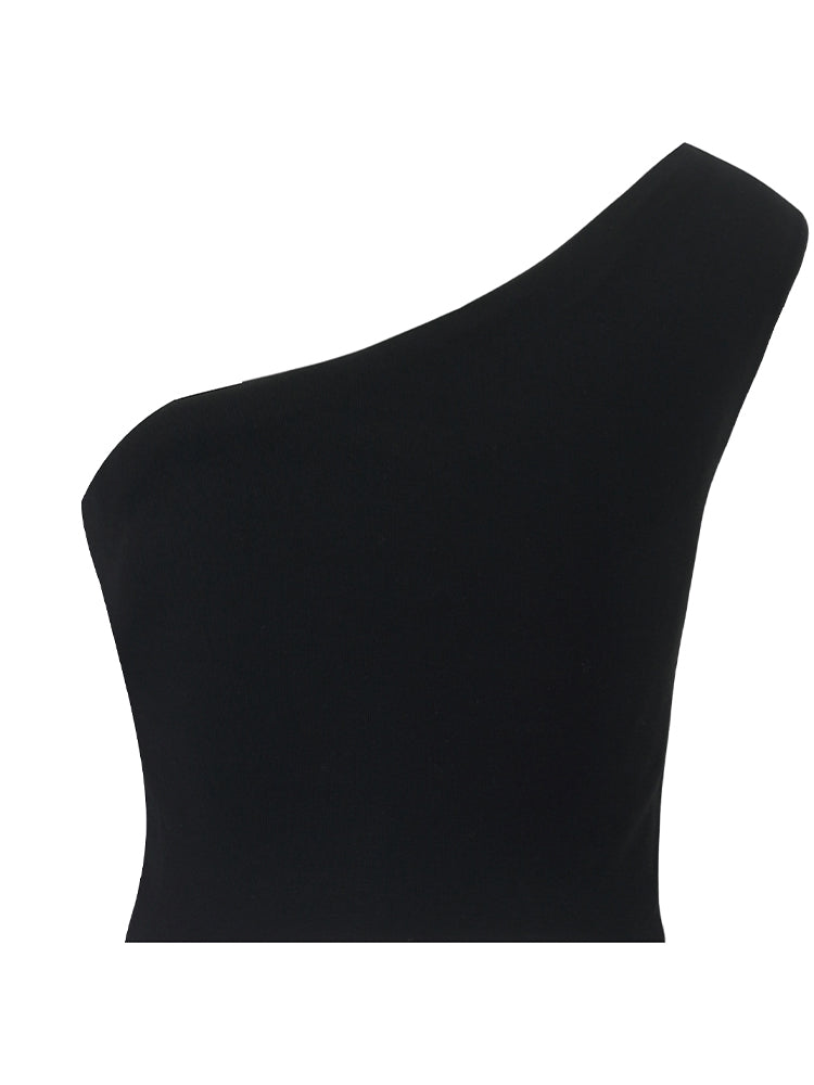 Asymmetrical One-Shoulder Top With Detachable Bra Pads GOELIA