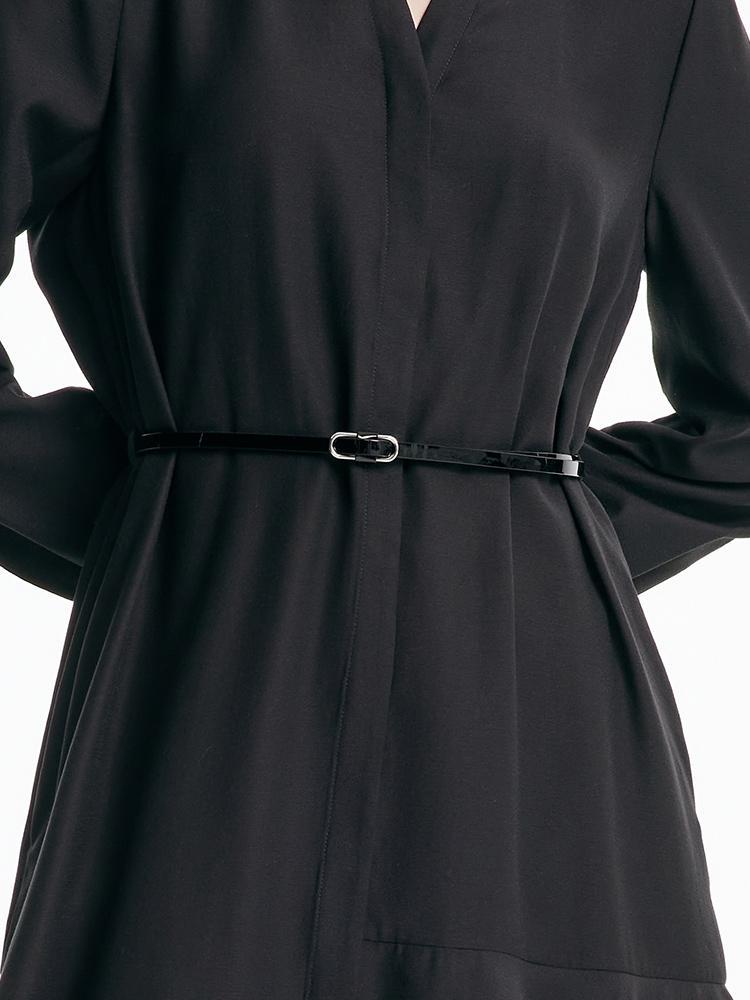 V-neck Aceticacid Midi Dress With Belt GOELIA
