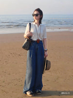 Tencel Blend Openwork Women Knit Polo Top GOELIA