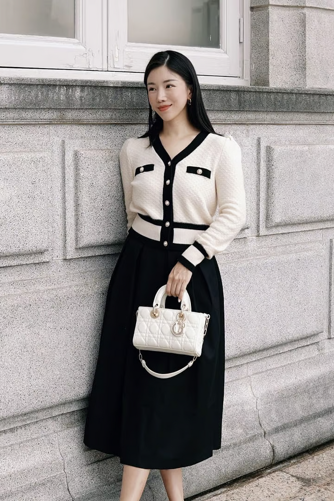 white dress with black cardigan Henrie Striped Ribbed Short-Sleeve and Substantial Super Soft Knitted Fabric Comment + follow for "link"