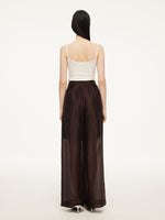 Tencel Linen Blend Women Straight Leg Pants GOELIA