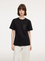 100% Cotton Women T-Shirt With 18MM Gambiered Canton Gauze Pocket GOELIA
