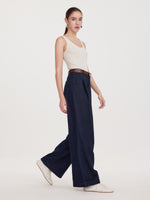 100% Cotton Denim Wide Leg Women Jeans With GO Letter Belt GOELIA