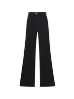Wool Blend Denim Adjustable Waist Women Flared Jeans GOELIA