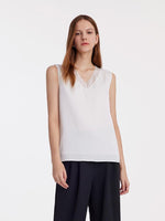 White Acetate V-Neck Tank Top GOELIA