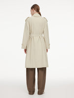 Cotton Blend Double-Breasted Women Belted Trench Coat GOELIA
