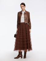 A-Line Mesh Ruffle Tiered Women Skirt GOELIA