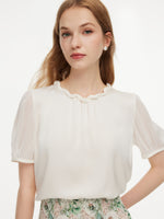 22MM Mulberry Silk Twisted Round Neck Women Blouse GOELIA