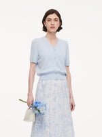 Tencel Wool Blend Rhinestone Women V-Neck Cardigan GOELIA