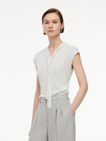 [Preview] Lyocell Wool Blend Tie Front Women Knit Top GOELIA