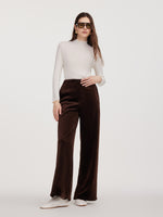 Velvet Ribbed Knit Women Loose Straight Leg Pants GOELIA
