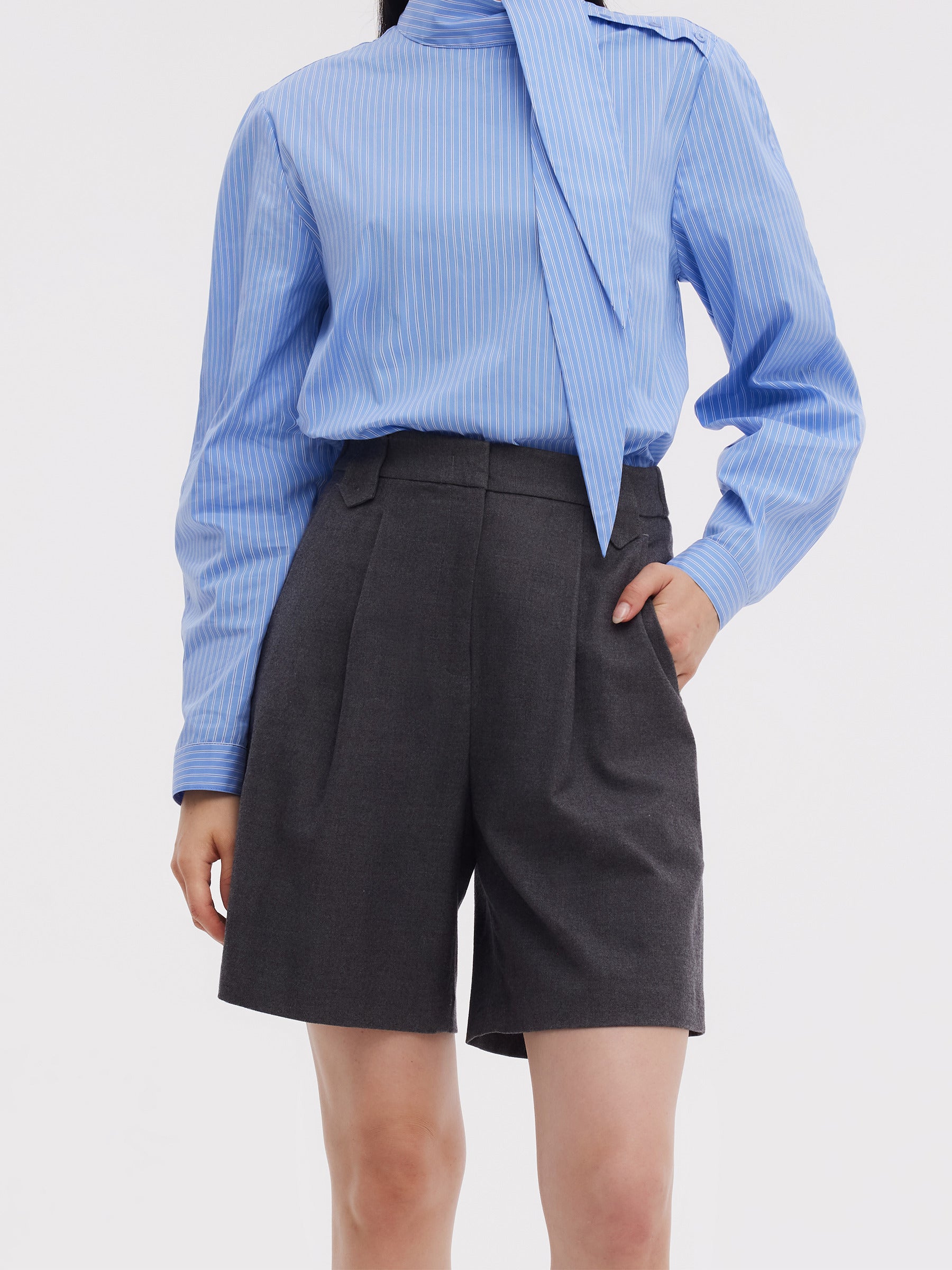 Wool Blend Women A-Line Shorts GOELIA