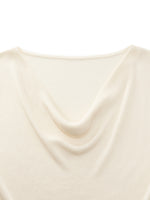 Tencel Mulberry Silk Cowl Neck Women Cap Sleeve Knit Top GOELIA
