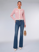 Cotton Contrast Trim Women Cardigan GOELIA