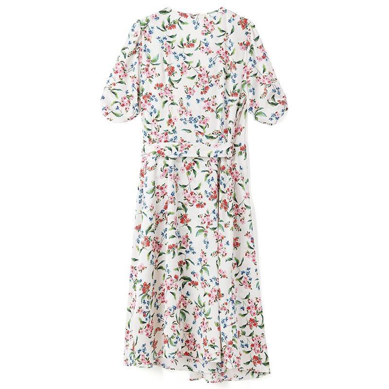 19 Momme Silk V-Neck Lace Up Midi Dress – GOELIA