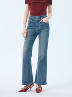 Denim Micro-Flared Women Ankle-Length Jeans GOELIA