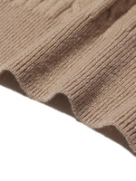 Camel Pure Cashmere V-Neck Cable Knit Cardigan GOELIA