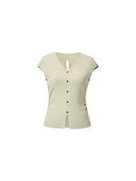 Tencel Blend Side Twist Women Cap Sleeve Knit Top GOELIA