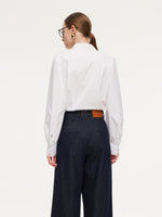 Lace Collar Hidden Half-Zip Women Shirt GOELIA
