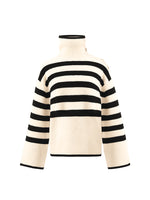 Thermostatic Wool Loose Striped Button-Shoulder Sweater GOELIA