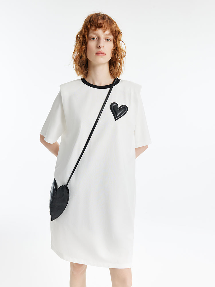 Women Heart Shaped Mini T-Shirt Dress With Crossbody Bag GOELIA