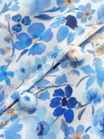19MM Mulberry Silk Floral Print Ruffle Collar Maxi Dress GOELIA