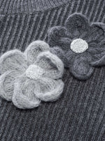 Wool Blend 3D Flower Knit Top And Skirt Two-Piece Set GOELIA