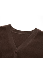 100% Brushed Wool V-Neck Women Cardigan GOELIA
