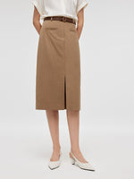 Basic Straight Slit Women Skirt With Belt GOELIA